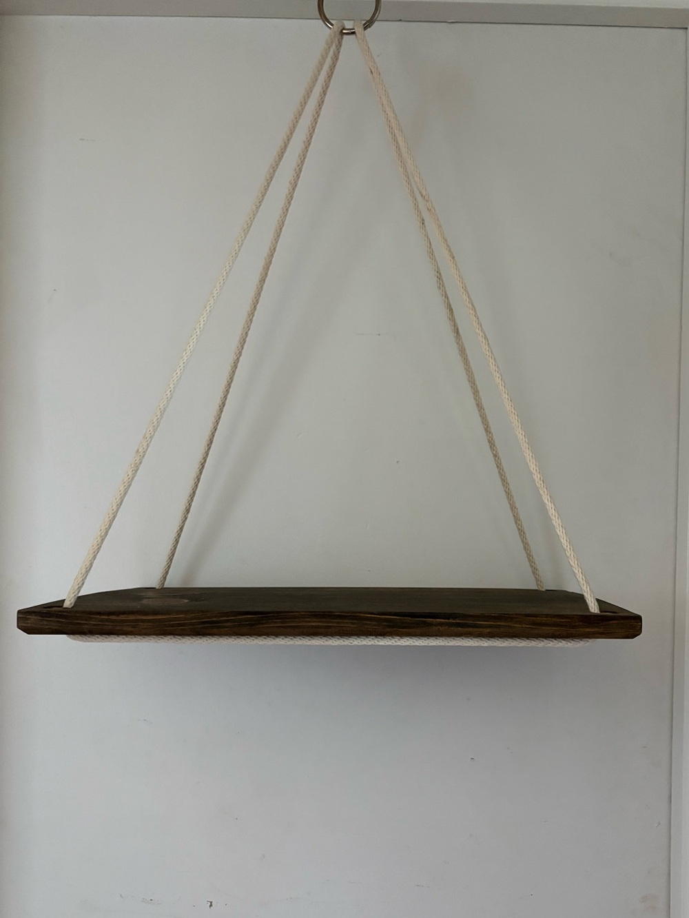 Set of Rustic Wooden Hanging Shelves with Natural Rope - Brown
